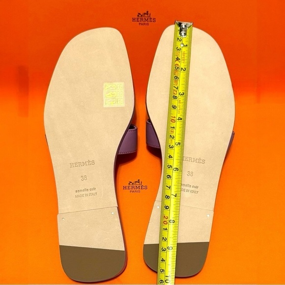 Hermès Oran H Sandal Violet Marjorette Epsom Leather Slip on Sandal Size 8 NEW - Picture 10 of 16